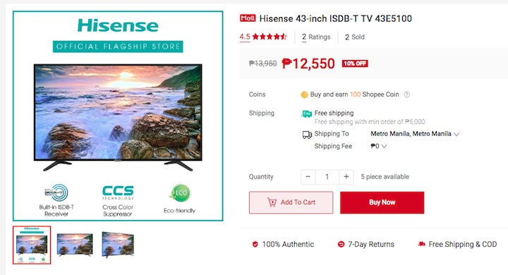 8.8 Shopee Sale Features Hisense TV at 15% Off!