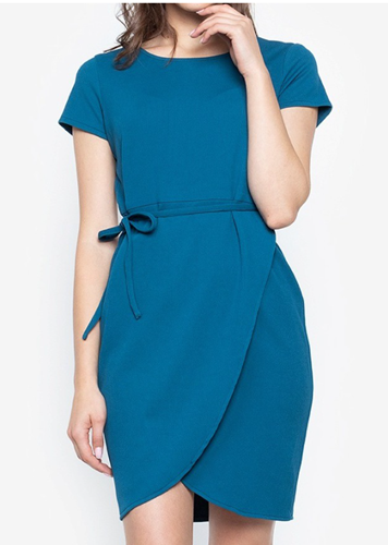 Krizia Premium Knit Stretch Overlap Dress