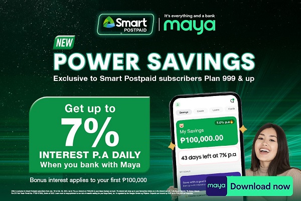 Power Savings: 7% p.a. Maya Savings w/ Smart Postpaid